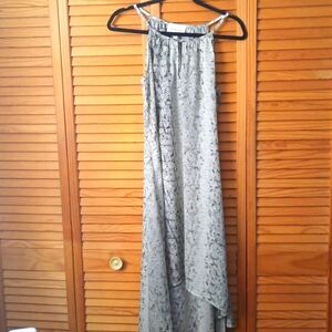 Sabine Dark & Lite Grey Snakeskin Print Sleeveless Keyhole Neckline Hilo Dress S